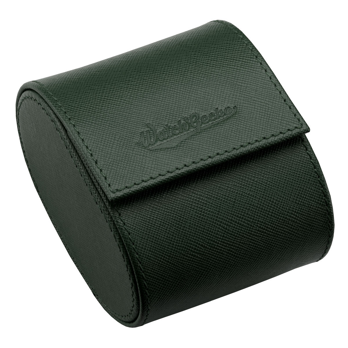 WatchGecko Single Leather Watch Case - Green / Beige