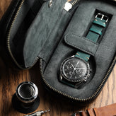 WatchGecko Dual Travel Watch Case - Green / Beige