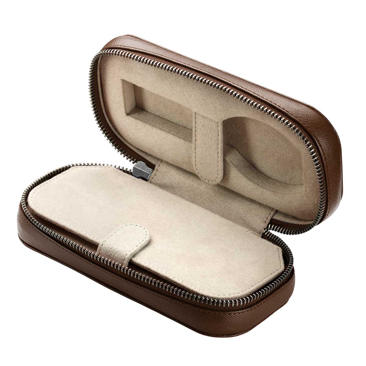 WatchGecko Dual Travel Watch Case - Brown / Beige