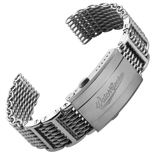 Genuine H Link Shark Mesh 316L Stainless Watch Bracelet - Polished