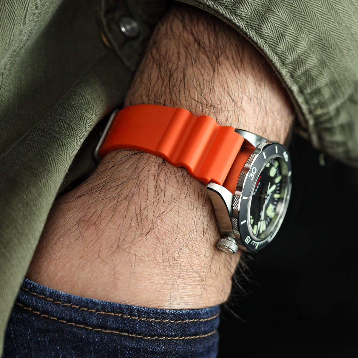 Abyss ProDive PU Rubber Watch Strap - Orange