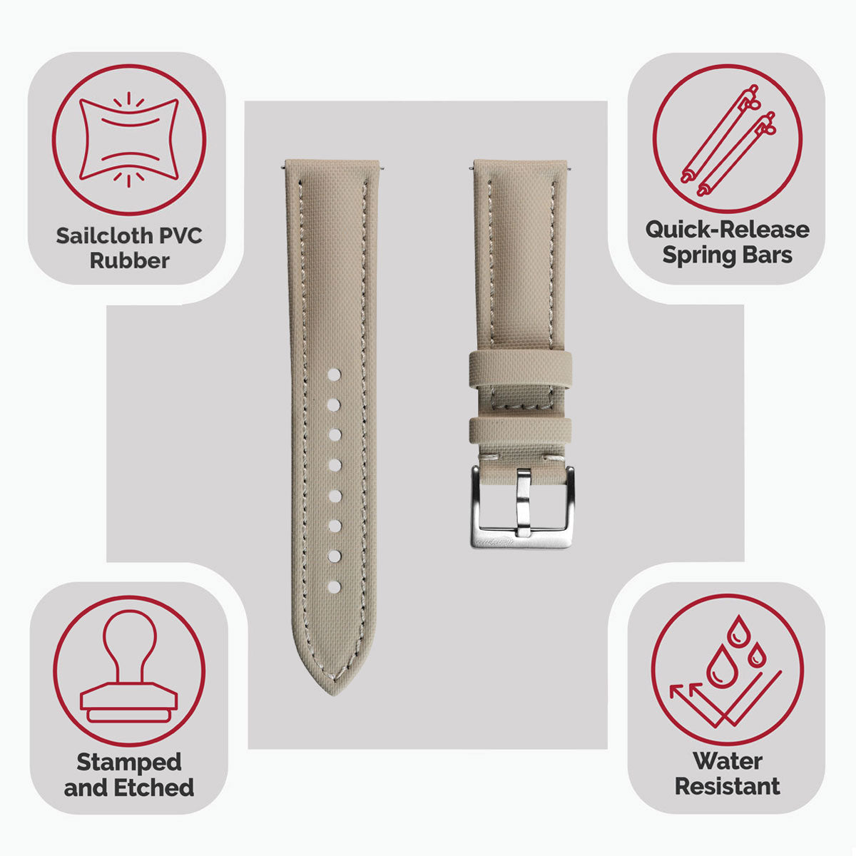 WatchGecko Atlas Sailcloth Watch Strap - Beige