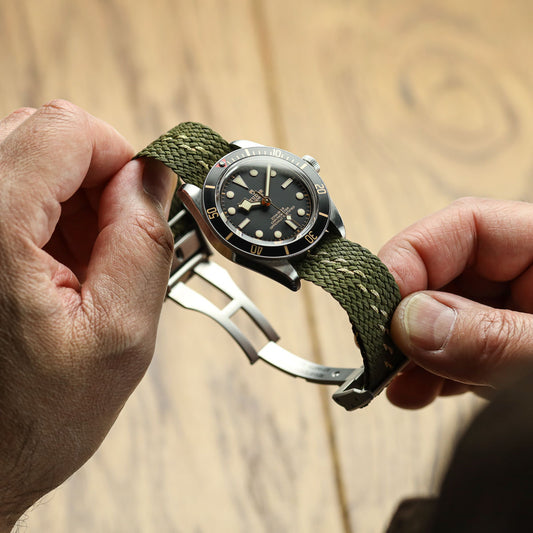 OCTOPOD Perlon Nylon Watch Strap - Army / Gold