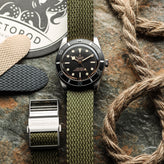 ZULUDIVER Perlon Nylon OctoPod Watch Strap - Army Green on Tudor Black Bay 58