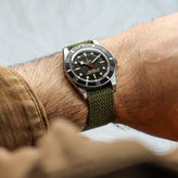 ZULUDIVER Perlon Nylon OctoPod Watch Strap - Army Green on Tudor Black Bay 58