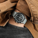 ZULUDIVER Perlon Nylon OctoPod Watch Strap - Slate on Omega Speedmaster