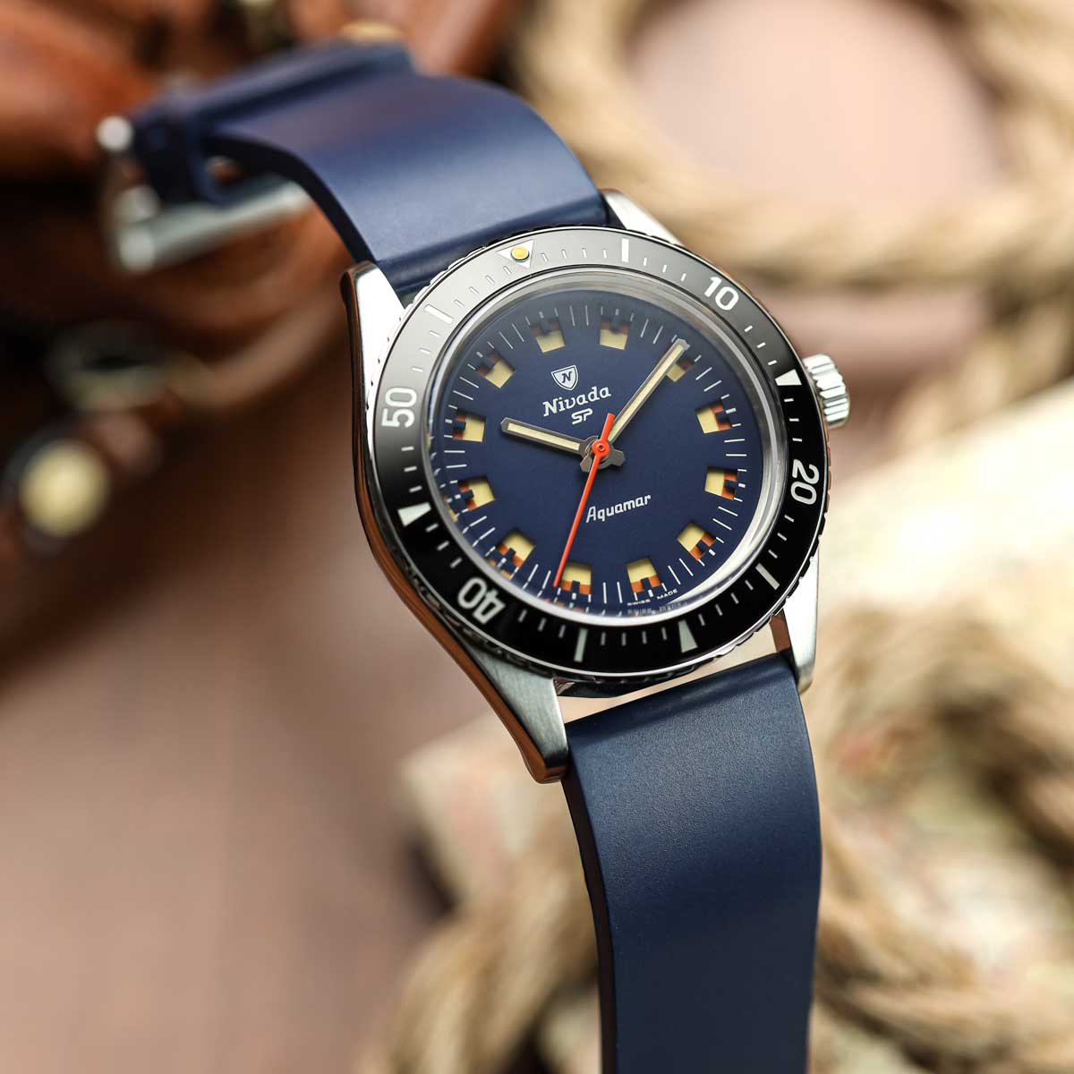 WatchGecko Sennen Quick-Release FKM Rubber Watch Strap - Blue
