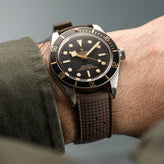Vintage Style Perforated Rubber Watch Strap - Brown