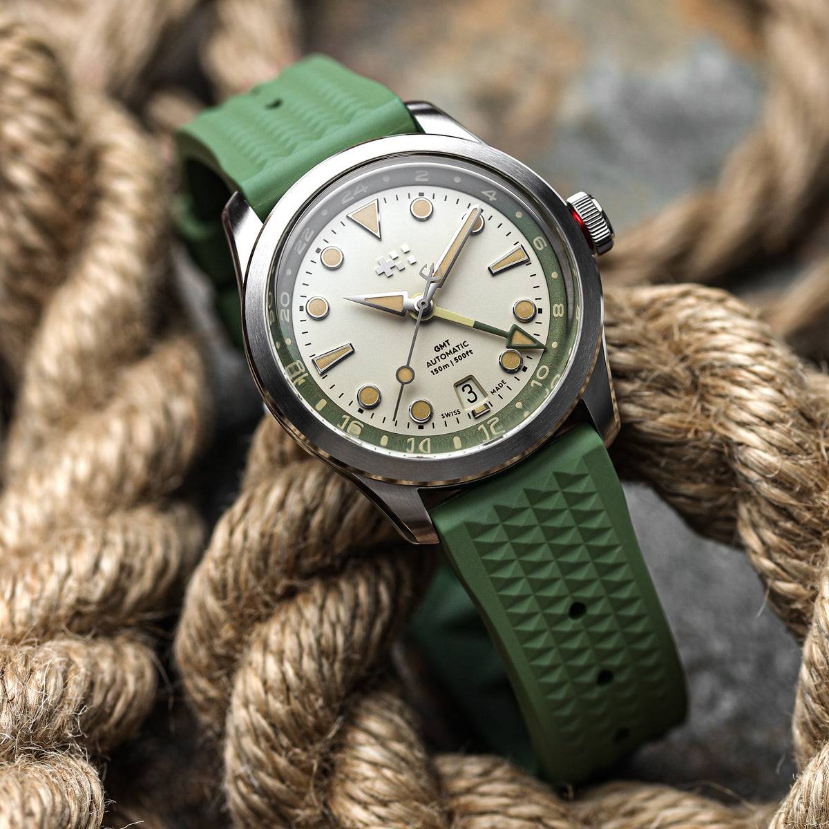 Seacroft Waffle Rubber Dive Watch Strap - Grey