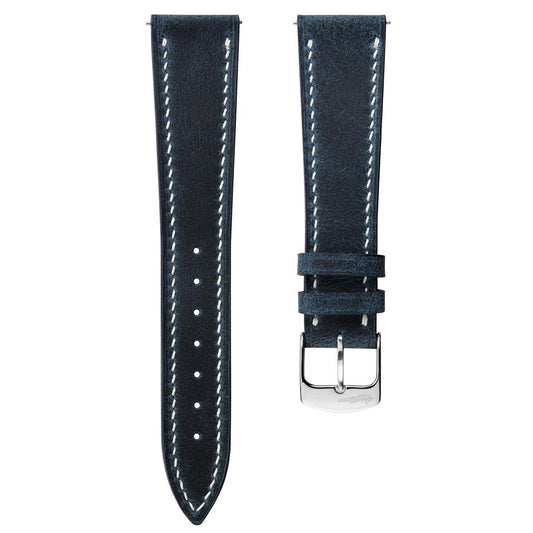 Hanley Crazy Horse Leather Watch Strap - Peacock Blue