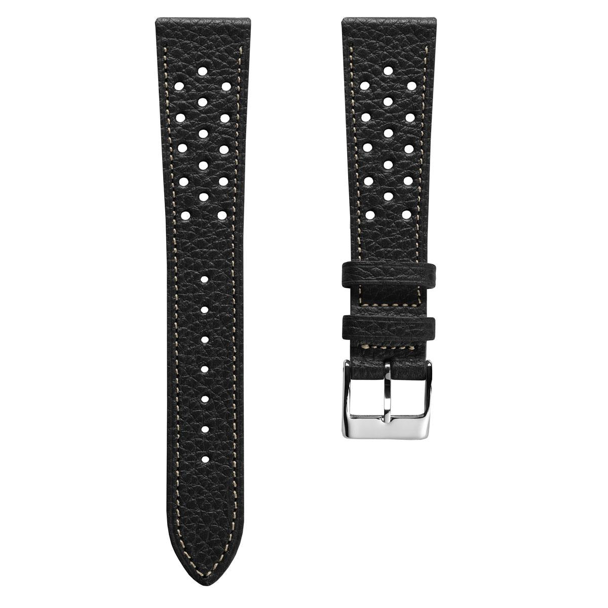 Ashdown Togo Leather Racing Watch Strap - Black / Beige
