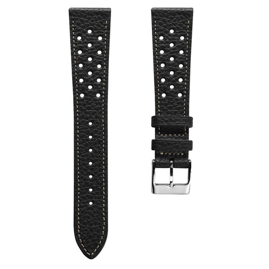 Ashdown Togo Leather Racing Watch Strap - Black / Beige
