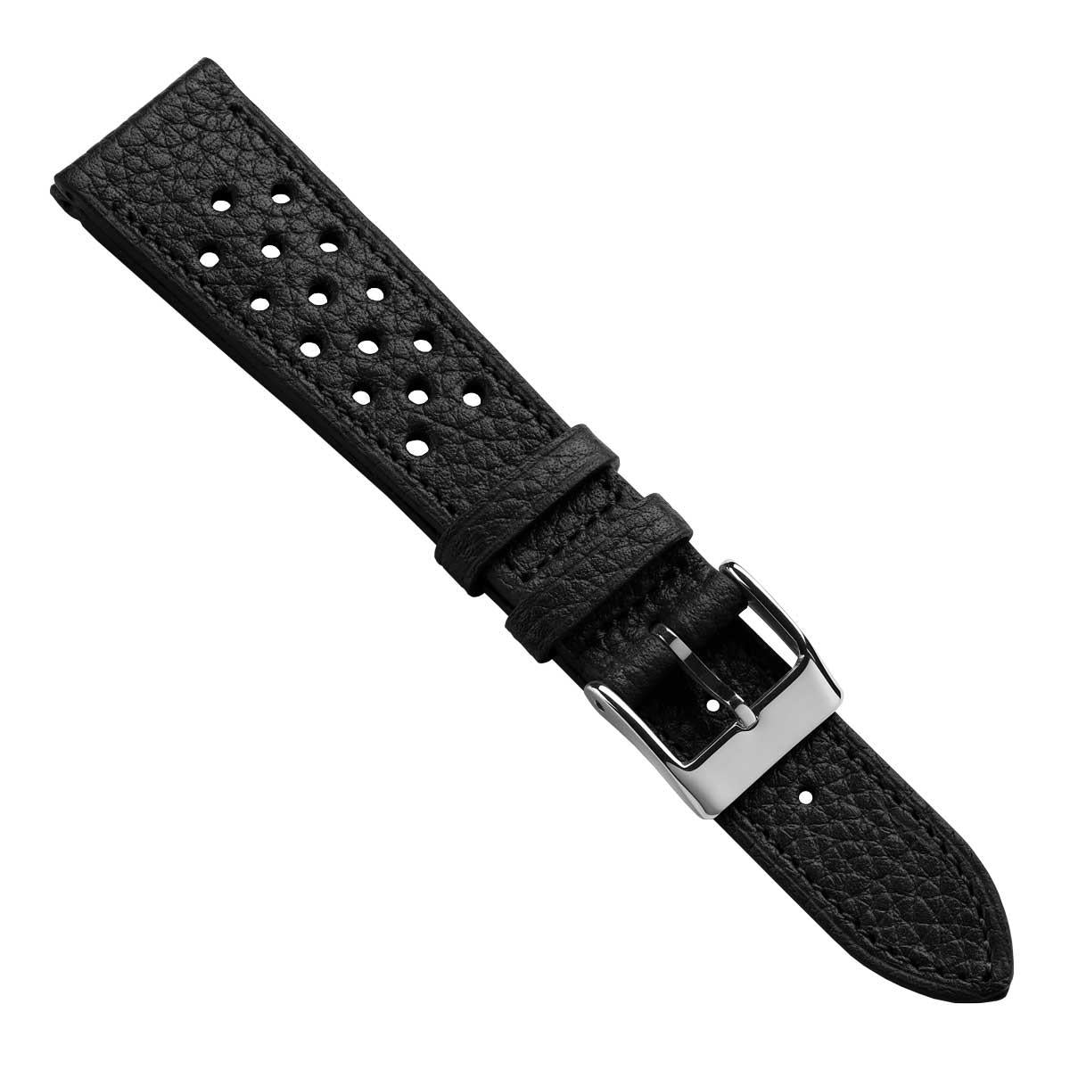 Ashdown Togo Leather Racing Watch Strap - Black