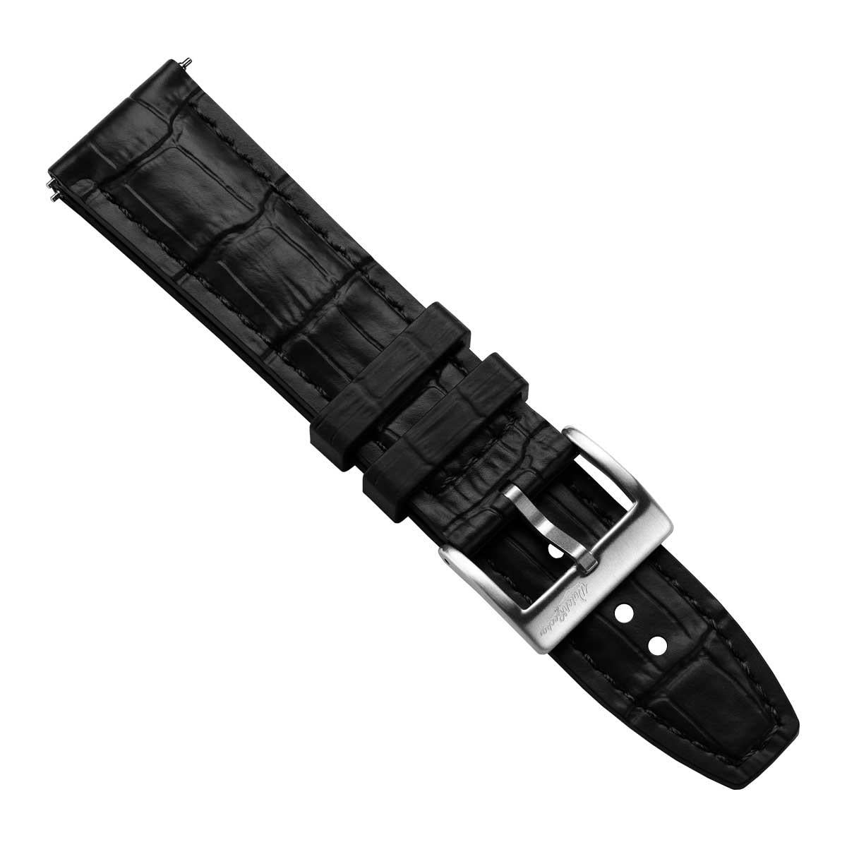 Everglade Alligator Pattern FKM Rubber Strap - Jet Black