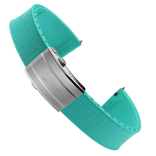 Mosaic CTS Rubber Watch Strap with Push Button Buckle - Aqua Blue