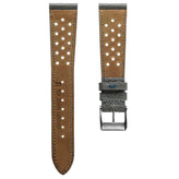 Ashdown Togo Leather Racing Watch Strap - Grey / Blue