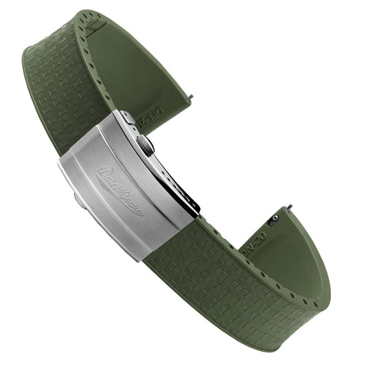 Mosaic CTS Rubber Watch Strap with Push Button Buckle - Military Green
