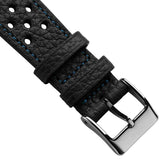 Ashdown Togo Leather Racing Watch Strap - Black / Blue