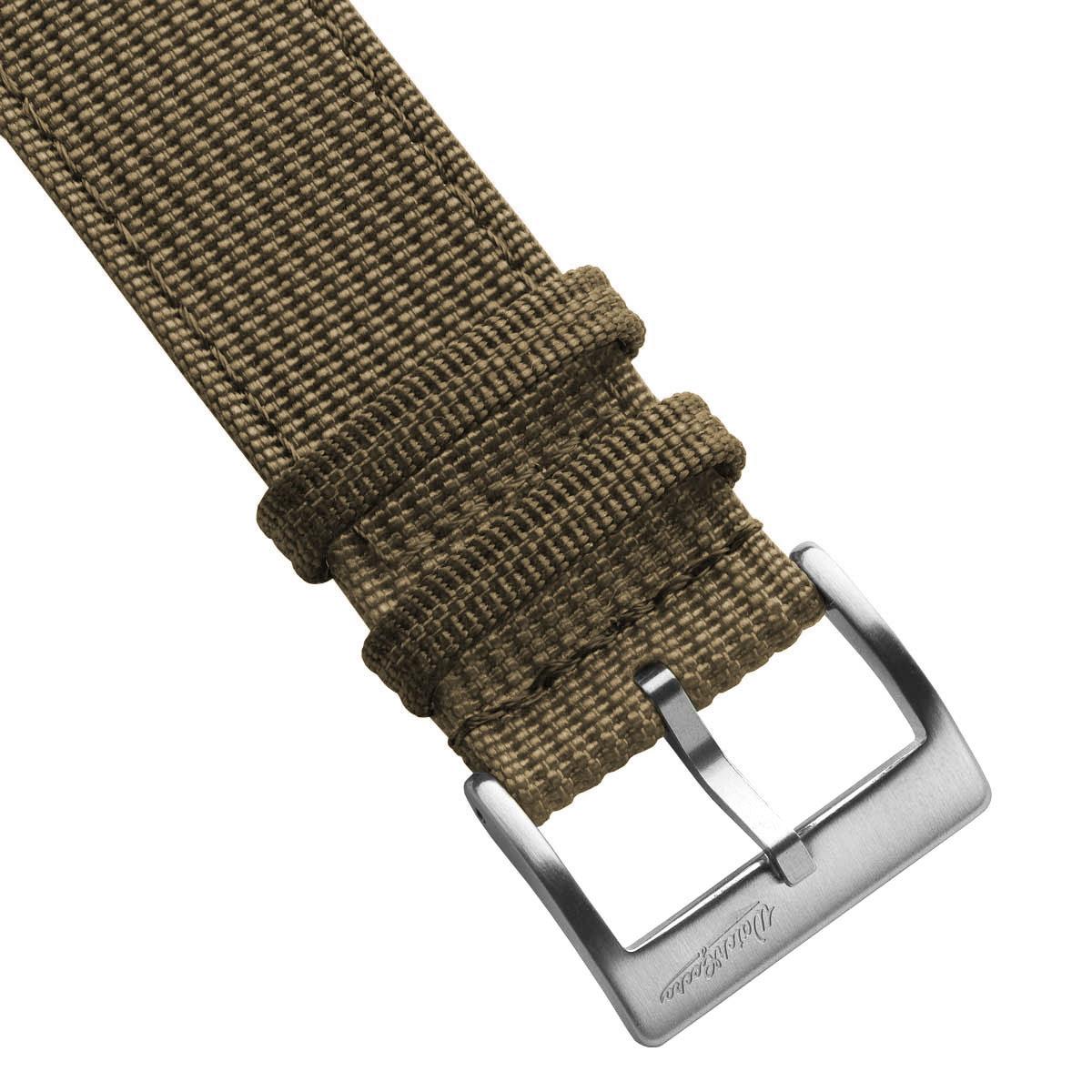 RidgeFlex Two-Piece Military Nylon Watch Strap - Khaki