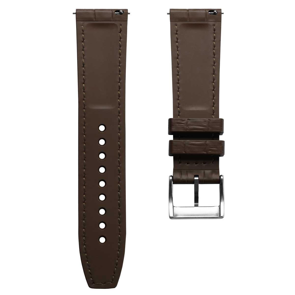 Everglade Alligator Pattern FKM Rubber Strap - Saddle Brown