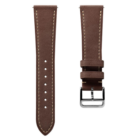 Brixham Special Buckle Vintage Leather Watch Strap - Chestnut Brown
