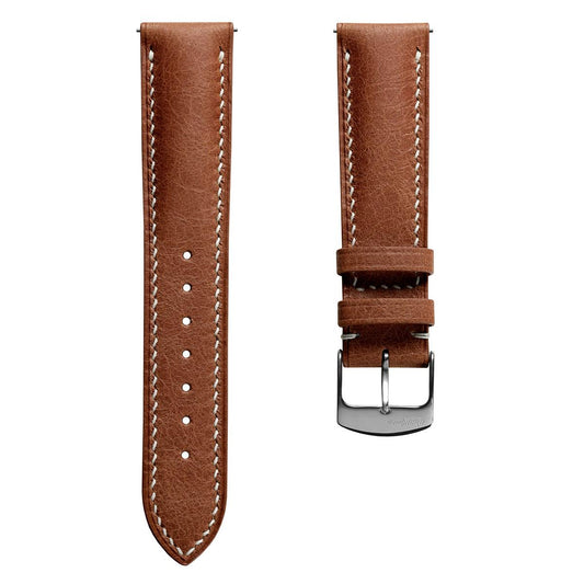 Lerano Tuscan Padded Leather Watch Strap  - Cognac