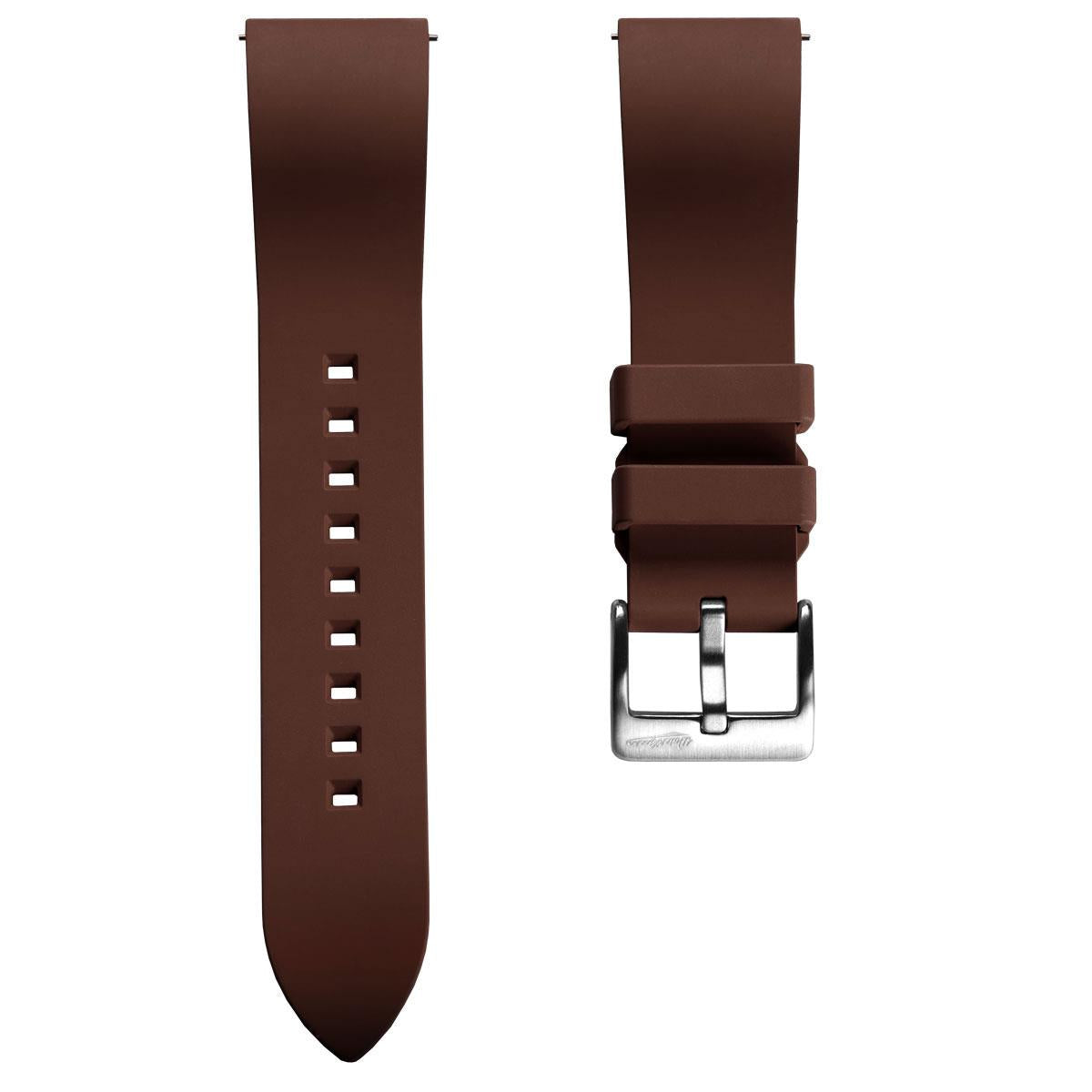 WatchGecko Sennen Quick-Release FKM Rubber Watch Strap - Brown