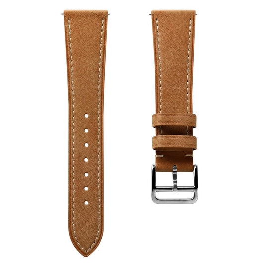 WatchGecko Brixham Special Buckle Vintage Leather Watch Strap - Light Brown