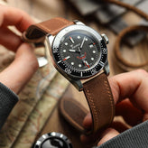 Ravello Tuscan Leather Watch Strap  - Cognac on Squale 1545