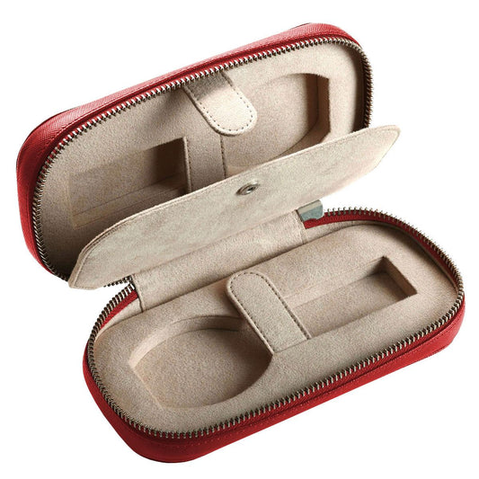 WatchGecko Dual Travel Watch Case - Red / Beige