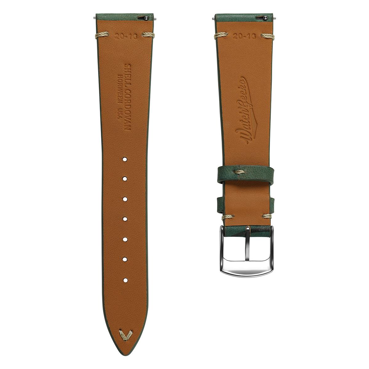 Newham Inverted Horween Shell Cordovan Watch Strap Hunter Green