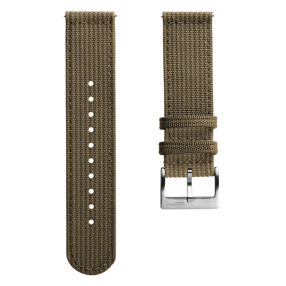 RidgeFlex Two-Piece Military Nylon Watch Strap - Khaki