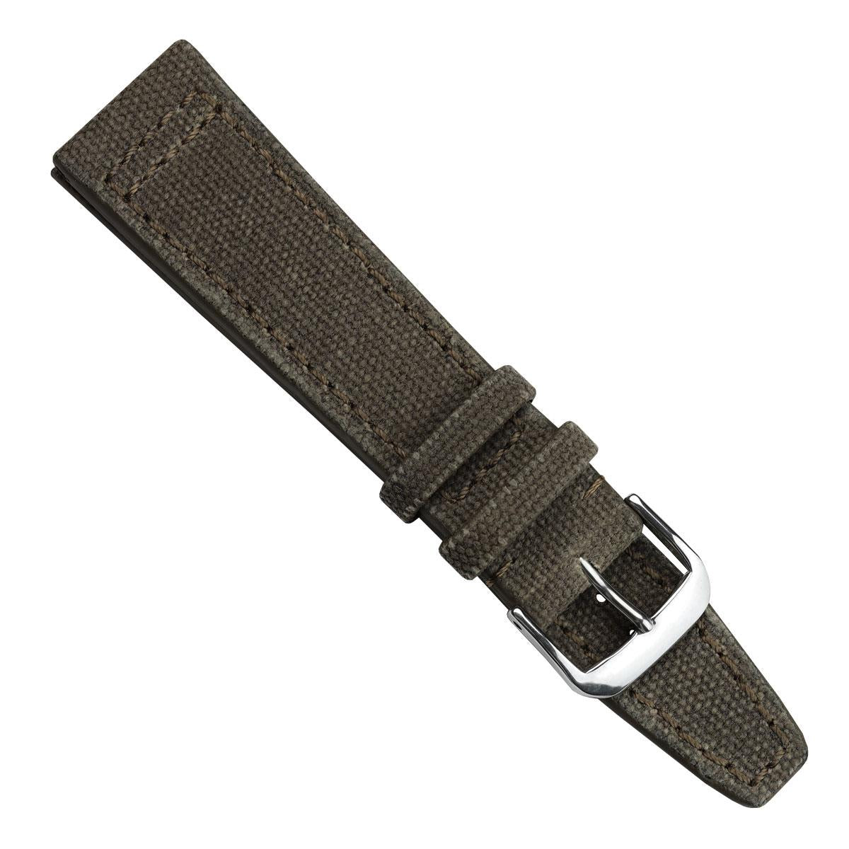 Handmade Two-Piece Canvas Watch Strap - Ranger Brown