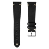 Classic Simple Handmade Italian Leather Watch Strap - Black