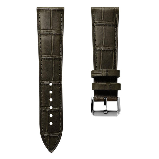 Louvain Croc Handmade Leather Watch Strap - Olive Green