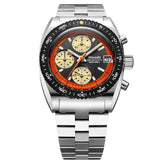 Nivada Grenchen Autochron Orange - ETA Valjoux 7750 Automatic - Black Racing Strap