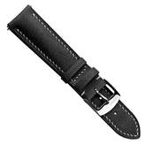 Lerano Tuscan Padded Leather Watch Strap - Black