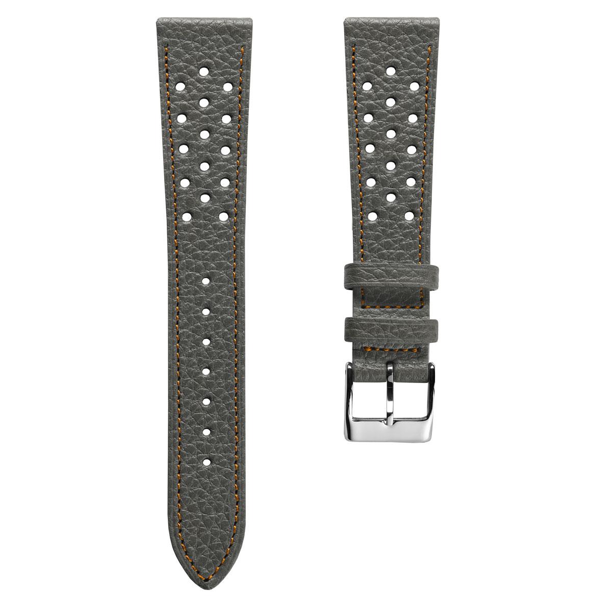 Ashdown Togo Leather Racing Watch Strap - Grey / Orange