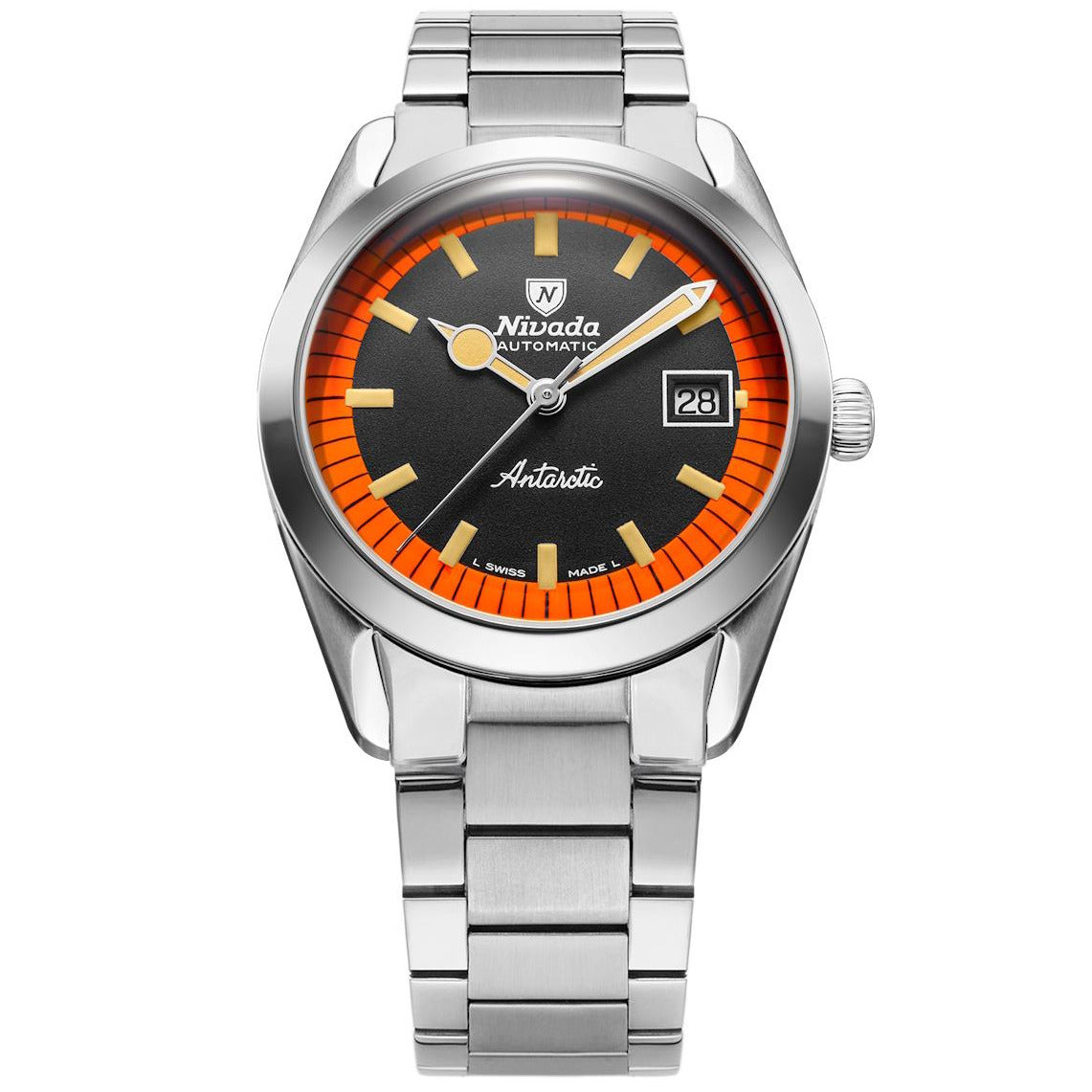 Nivada Grenchen Super Antarctic Black & Orange - 38mm | WatchGecko