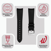 WatchGecko 41mm Tudor Black Bay Style Rubber Watch Strap - Black