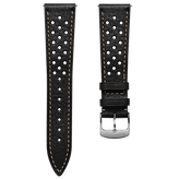 Beaufort Racing Badalassi Carlo Minerva Box Leather Perforated Watch Strap - Black