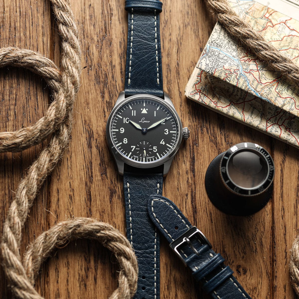Castile Handmade Spanish Leather Watch Strap - Dark Blue