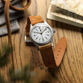 Mozet Flat Nubuck Handmade Watch Strap - Cognac