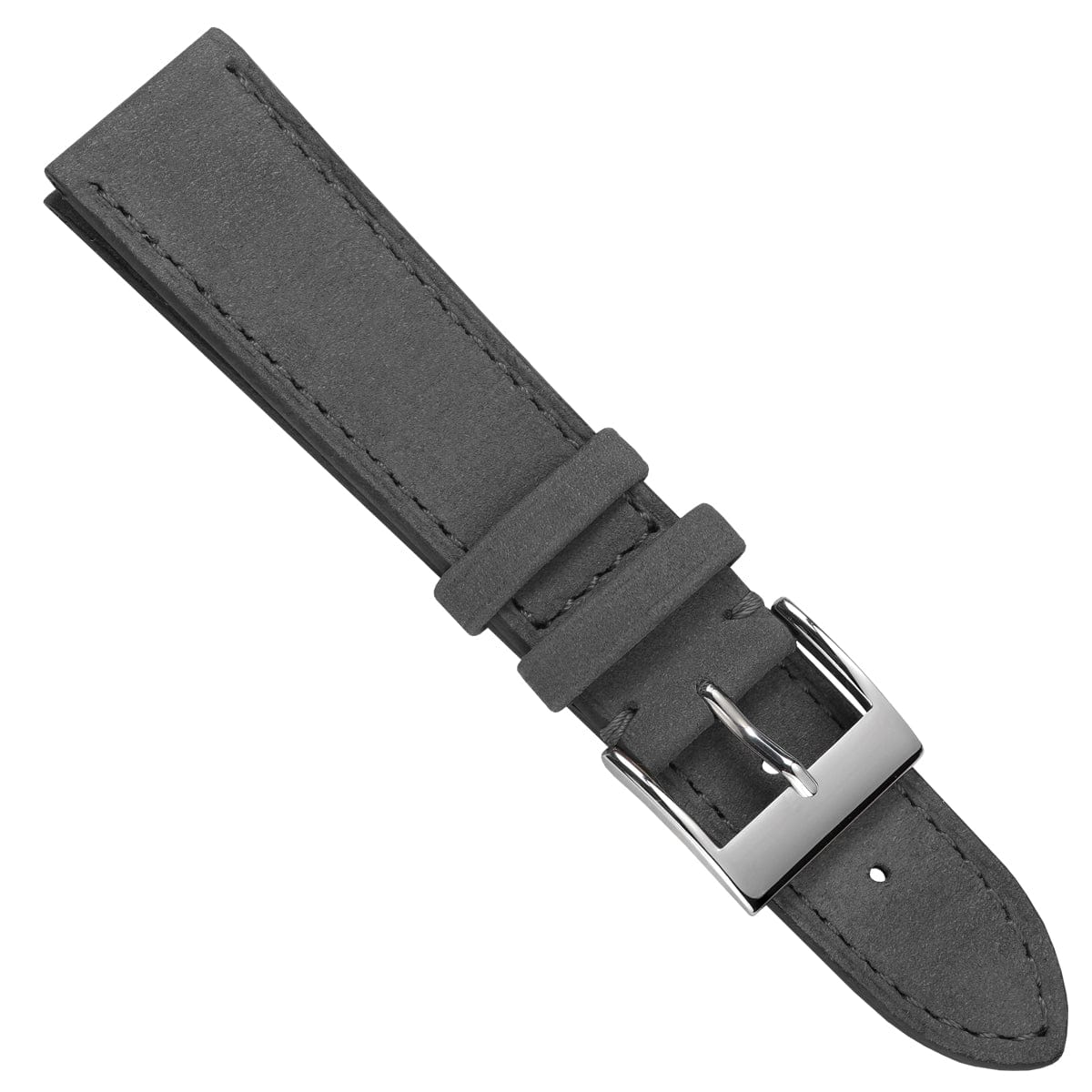 Mozet Flat Nubuck Handmade Leather Watch Strap - Grey