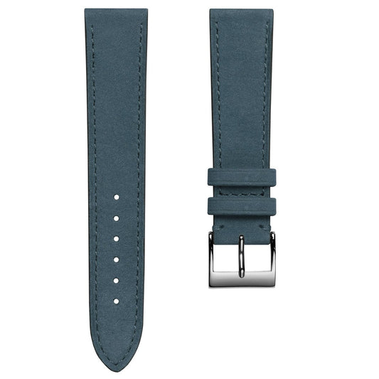 Mozet Flat Nubuck Handmade Watch Strap - Jeans Blue