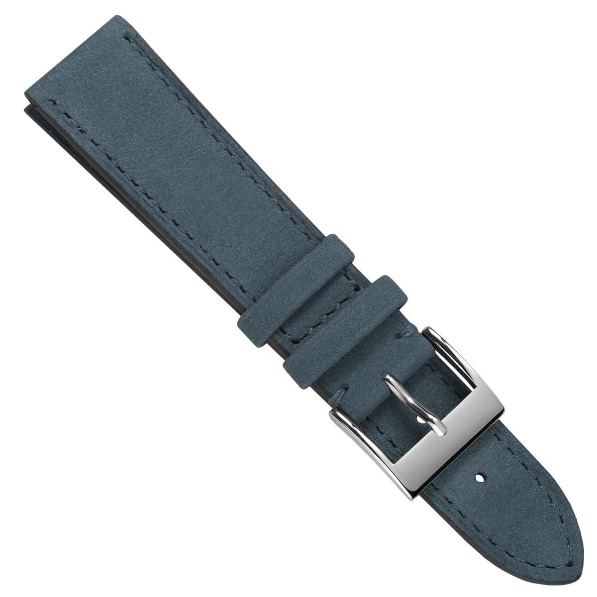Mozet Flat Nubuck Handmade Leather Watch Strap - Jeans Blue