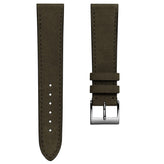 Mozet Flat Nubuck Handmade Leather Watch Strap - Khaki