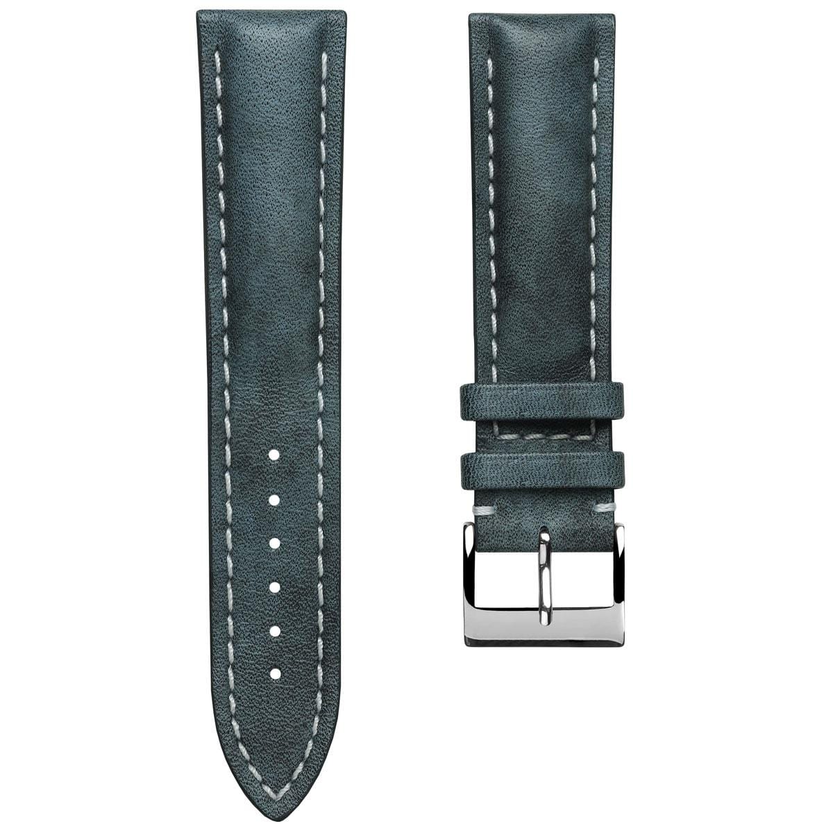 Ostend Baranil Thick Padded Leather Watch Strap - Blue Jeans