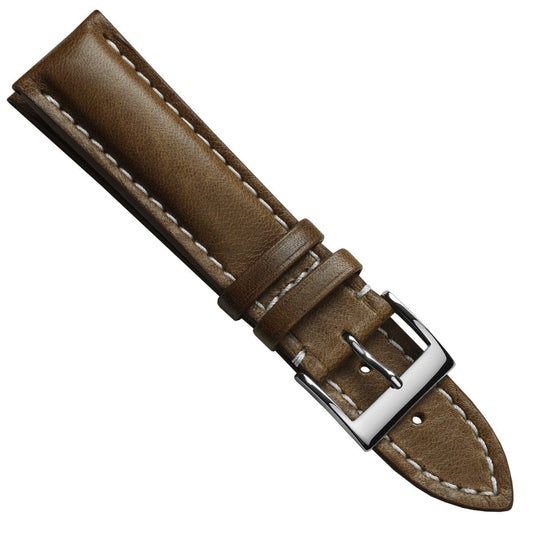 Ostend Baranil Thick Padded Leather Watch Strap - Cavallo Brown