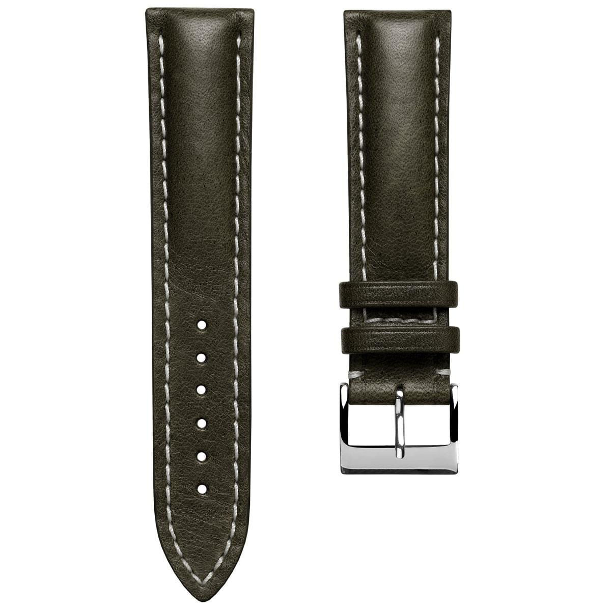 Ostend Thick Padded Leather Watch Strap - Patina Green